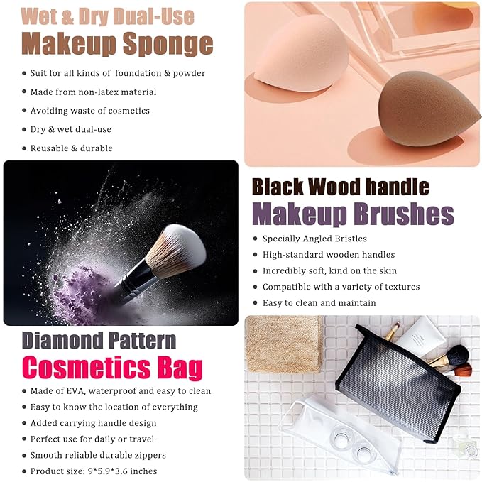 All in One Makeup Kit for Women Full Kit, 12 Colors Eyeshadow, Foundation & Primer, CC Cream, Lipsticks, Mascara, Makeup Brush & Sponge, Brow Pencil & Soap, Eyeliner, Contour Stick, Cosmetics Bag