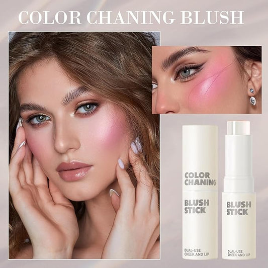 Color Changing Blush Stick for Cheeks Makeup, Clear Blush PH Temperature Changing Pink Cream Blusher, Magic Waterproof Face Blush Stick, Natural Lightweight Multi-Use Lips and Cheek Tint