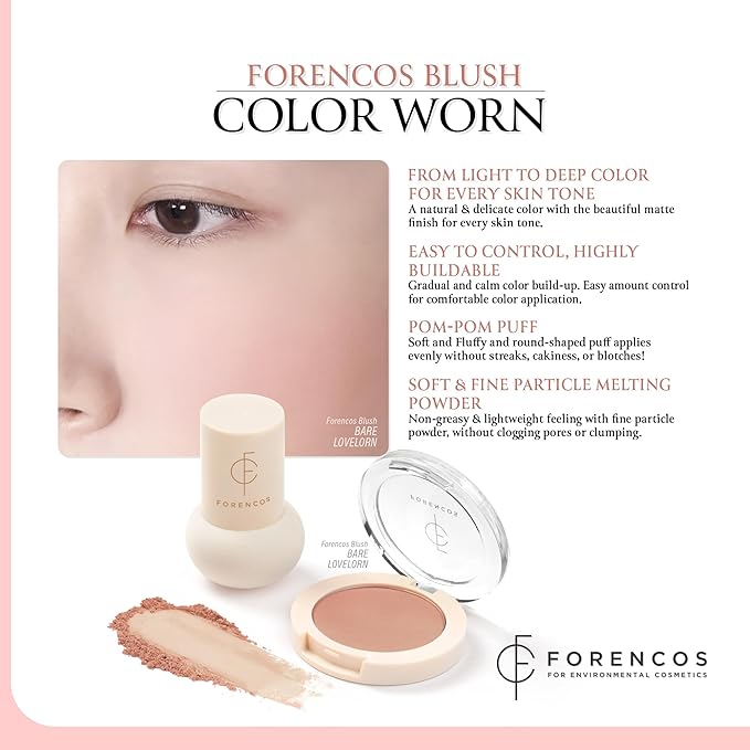 Forencos Matte Blush Set (Puff Included), Long Lasting Korean Blush Power, Zero Sebum Shine, Flawless Finish, Easy Blending, Lightweight & No Cakey Residue (BARE LOVELORN)