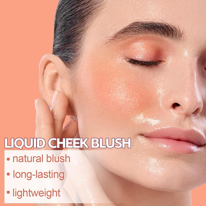 Boobeen Soft Liquid Blush Tint Cheek Blusher, Cream Blush Face Makeup with Cushion Applicator, Long Lasting, Moisturizing, Leaving a Matte Dewy Makeup Look