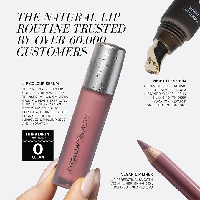 FITGLOW Beauty Lip Colour Serum | Hydrating Lip Gloss | Plumping Anti-Aging Lip Treatment | Natural Shine with Pomegranate Sterols & Collagen | Buildable Color for Dry Chapped Lips | Koi - 10g