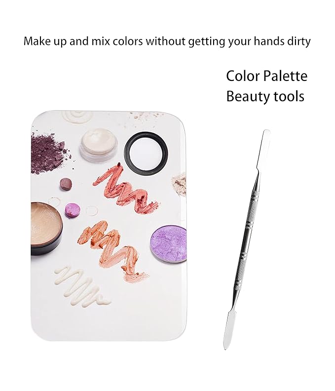 Makeup Palette, Makeup Mixing Palette, Color Mixing Tool, Artist Palette, Stainless Steel Makeup Palette For Makeup, Foundation, Nail Art, Loose Powder, Eye Shadow, Blush, Lip Gloss (2PCS)
