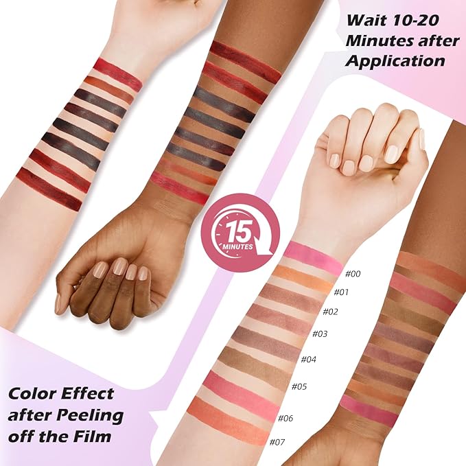 Lip Stain Peel Off, Brown Lip Liner Stain Peel Off Tattoo Matte Lip-tint, Long Lasting, Waterproof, Transfer-proof, Moisturizing, Easy to Use, Highly Pigmented Color for All Skin Types (#04)
