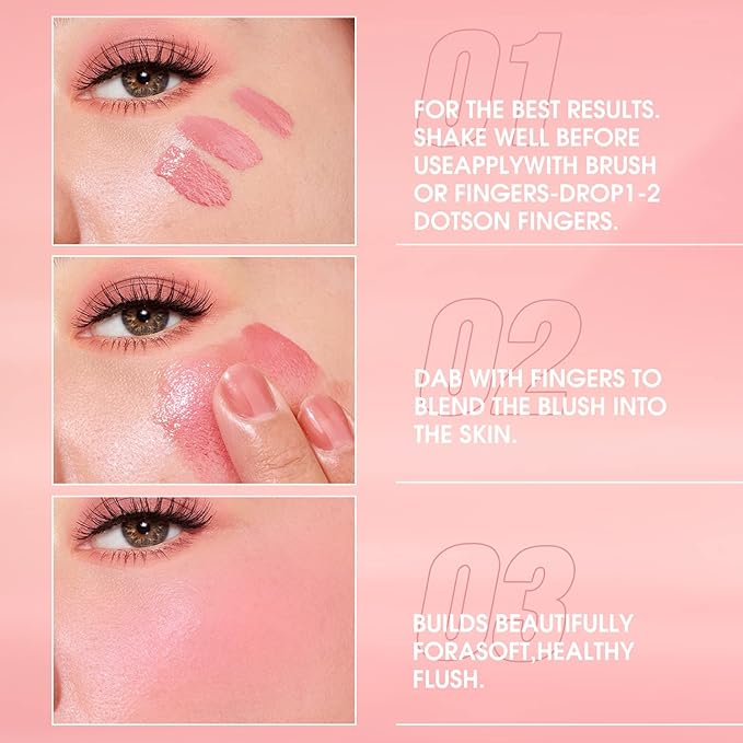 Cheek Gel Cream Liquid Blush Makeup, Soft Lightweight Breathable Feel, Long-Wearing, Smudge Proof, Natural-Looking, Skin Tint Blush Makeup (#106 BIRTHDAY SUIT)
