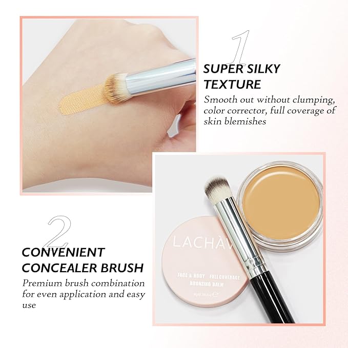 Full Coverage Cream Concealer Kit with Brush - Hydrating Waterproof Under-Eye Concealer for Concealing Dark Circles, Acne, Blemishes, Pores, and Spots (#04)