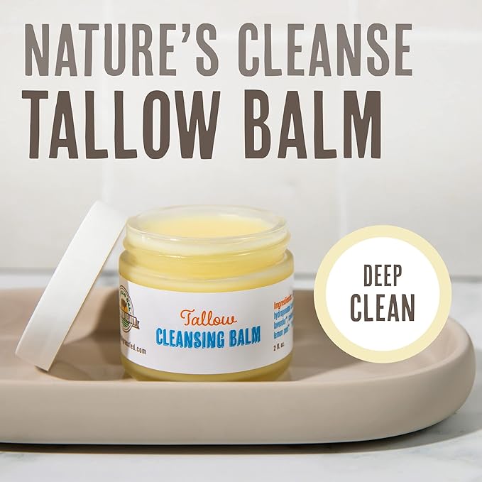 Grassfed Beauty - Tallow Cleansing Balm, All-Natural Make Up Remover Balm, Handcrafted Cleansing Balm Make Up Remover, Safe for All Skin Types, 2 oz