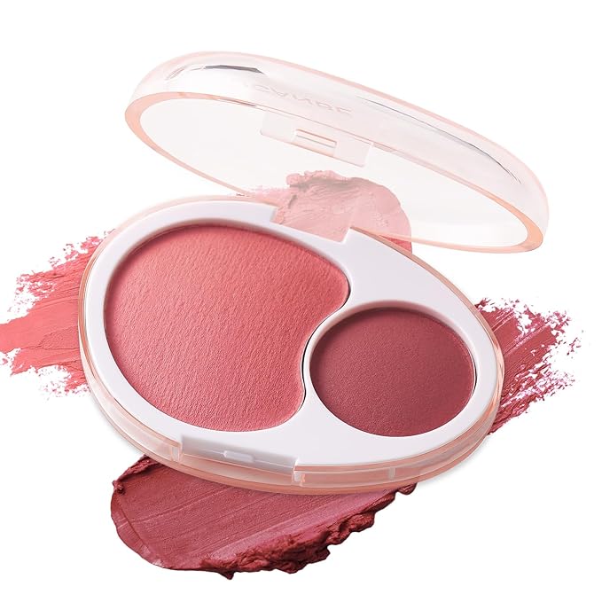 UCANBE Cream Dual Blush for Cheeks: Lightweight Highly Pigmented Blush - Smooth Natural Blush Palette - Long-lasting All-Day Face Makeup Blush(04#Ruby)