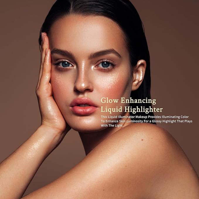 KIMUSE Soft Natural Glow Liquid Filter, Weightless, Long-Wearing, Smudge Proof, Natural-Looking, Dewy Finish, Glow Liquid Illuminator Makeup