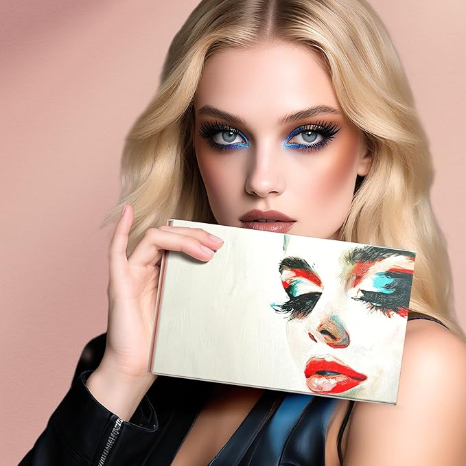 Magnetic Makeup Palette DIY Empty Eyeshadow Lipstick Palette with Mirror 3D Finish Surface Paper Makeup Organizer (Your Art)