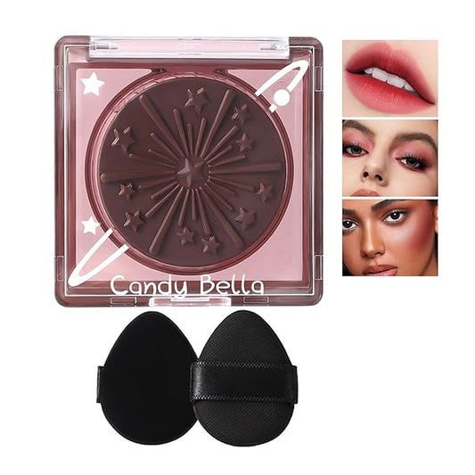 Color Changing Black Cream Blush, Embossed Miracle Balm Blush for Cheek & Eyes & Lips, Multi Glow Face Balm with a Puff, Hydrating, Creamy, Lightweight & Blendable Color, for Dewy Radiant Finish
