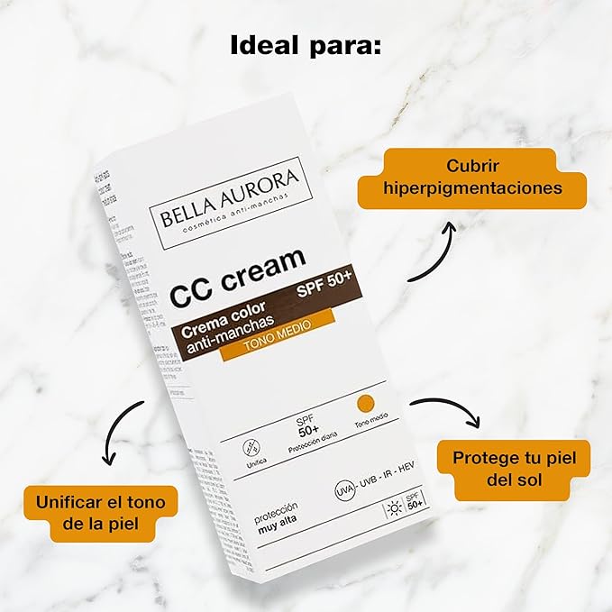 Bella Aurora Cc Cream Medium Shade SPF50 Plus, 30 ml