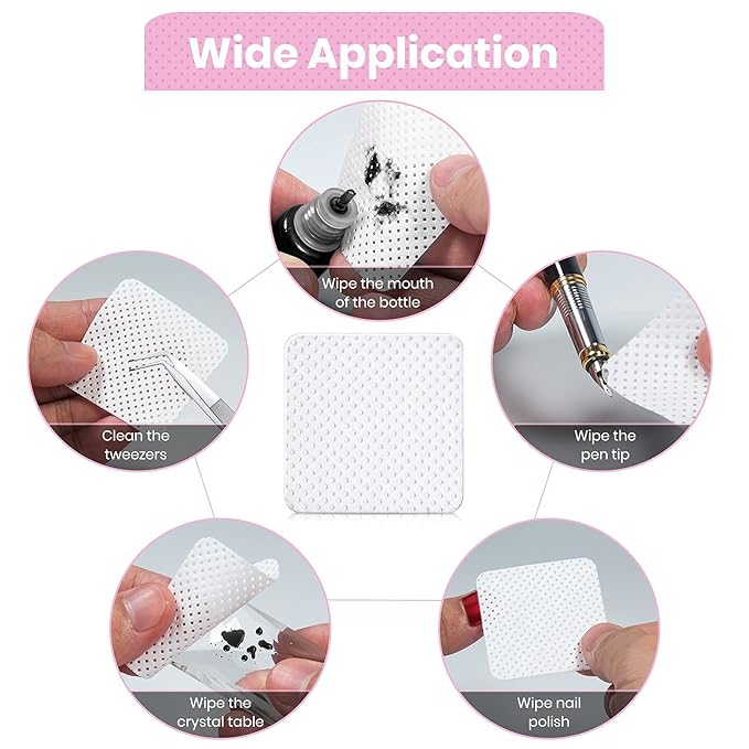 1000 PCS Lint Free Nail Wipes,Eyelash Extension Glue Wipes,Super Absorbent Soft Non-woven Fabric Adhesive Nail Polish Remover Wipe,Cleaning Pad Cloth for Lash Extension Supplies and Nail Polish Bottle
