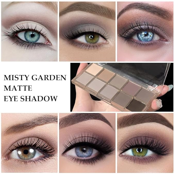 10 Colors Nude Gray Taupe Matte Eyeshadow Palette,Highly Pigmented Neutral Nude Eye Shadow Palette,Ultra-Blendable,Long Lasting Waterproof Travel Size Makeup Pallete,Vegan,Cruelty -free