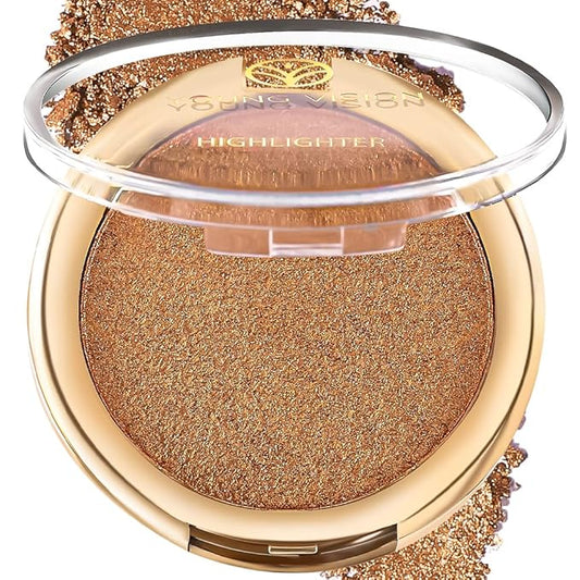 YOUNG VISION Baked Highlighter Powder Palette, Sheer Pearl Shimmer Shades for Face Highlighter Makeup, Highly Pigmented Iluminadores de Maquillaje, 0.19 Oz(Pack of 1)