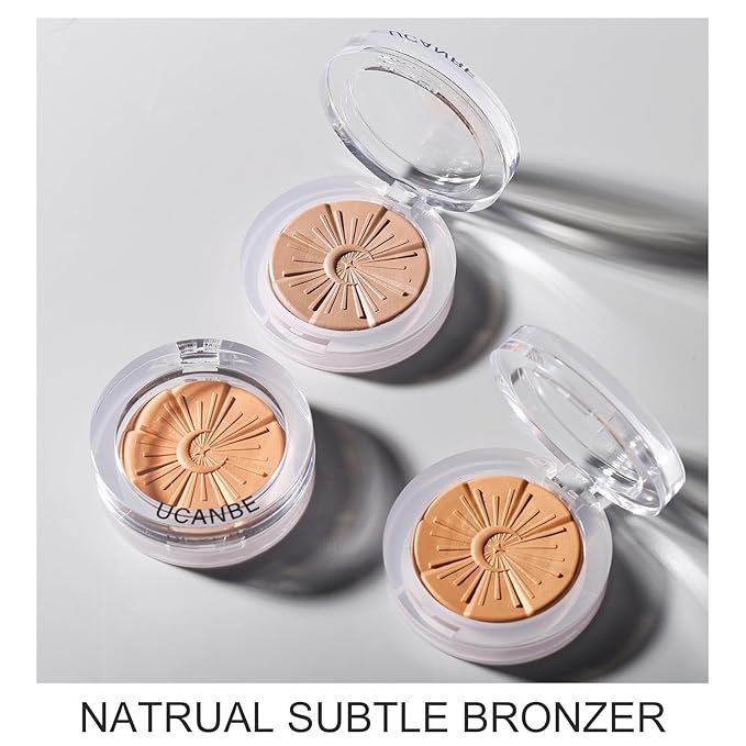 UCANBE Glow Bronzer, Long-Lasting Baked Shimmer Bronzing Powder - 02 Light Bronzer, Lightweight & Buildable Neutrual Satin Finish, Luminous Contour for Face, Cheeks, and Body