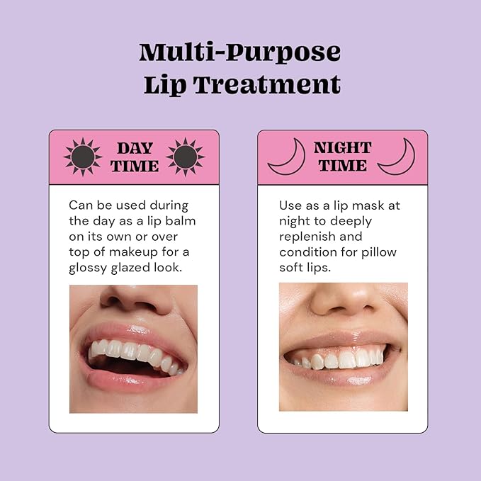 Glossmetics Lychee Berry Lip Glaze - Overnight Lip Mask for Dry Lips. Fruit Butter Lip Mask, Hydrating and Moisturizing Lip Balm for Soft, Smooth Lips. Clear, Pack of 2