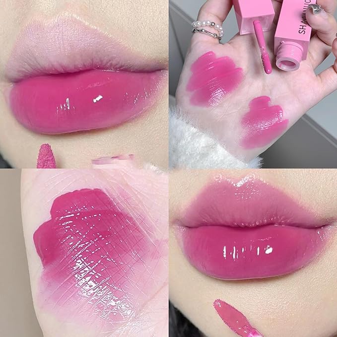 Charm Kiss Dewy Water Glow Lip Tint,Moisturizing Mirror Lip Glaze,Korean Tinted Water light Lip Gloss,High pigmented Long Lasting Waterproof Lipstick Mirror Water Gloss Lip Glaze(10#)