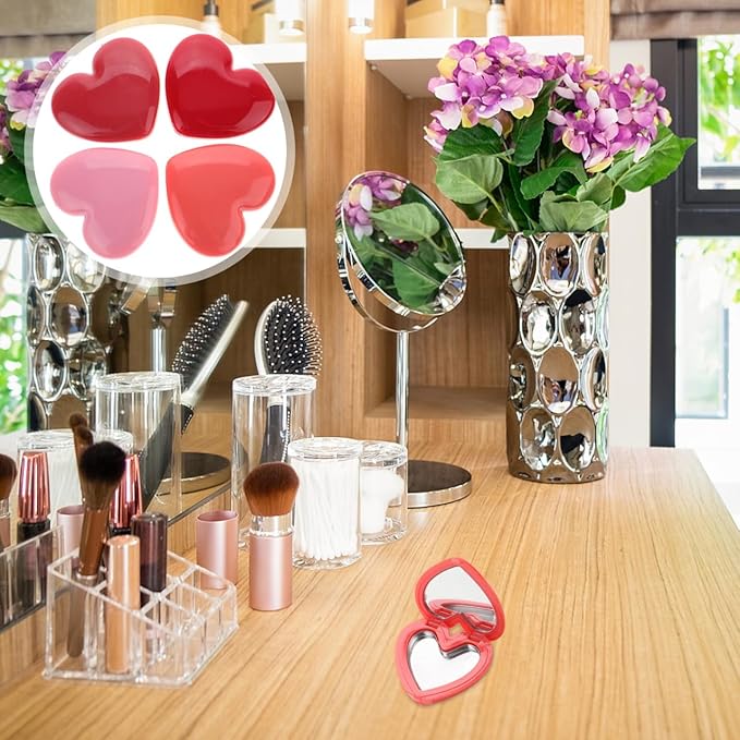 16Pcs Heart Shape Makeup Palette with Mirror, Refillable Makeup Containers for Lip Balm Eye Shadow Face Cream