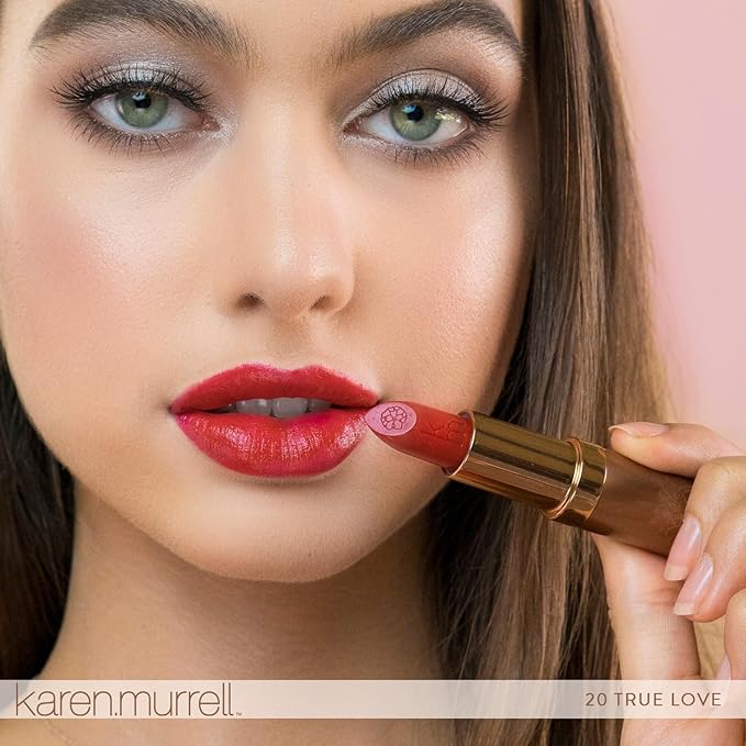 Karen Murrell - Natural Lip Stick - Lipstick 20 True Love - Dark Red Lipstick - Matte Finish, 100% Natural Ingredients, Moisturizes & Hydrates Lips - Paraben & Cruelty Free