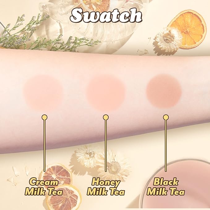 I'M MEME Blusher Palette - Afternoon Tea_Milk Tea Time | Soft Pink, Peach, Lavender, 3 Shades Palette, Matte Powder, Face & Cheeks, For All Skin Tones, Powdery Finish, Lightweight Formula, 0.4 Oz