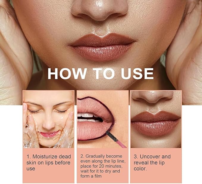 Dulele 3PCS Lip Liner Set, Peel Off Lip Stain, Long Lasting Waterproof Lip Stain Peel Off, Transfer Proof Matte Finish Lip Gloss (A, M)