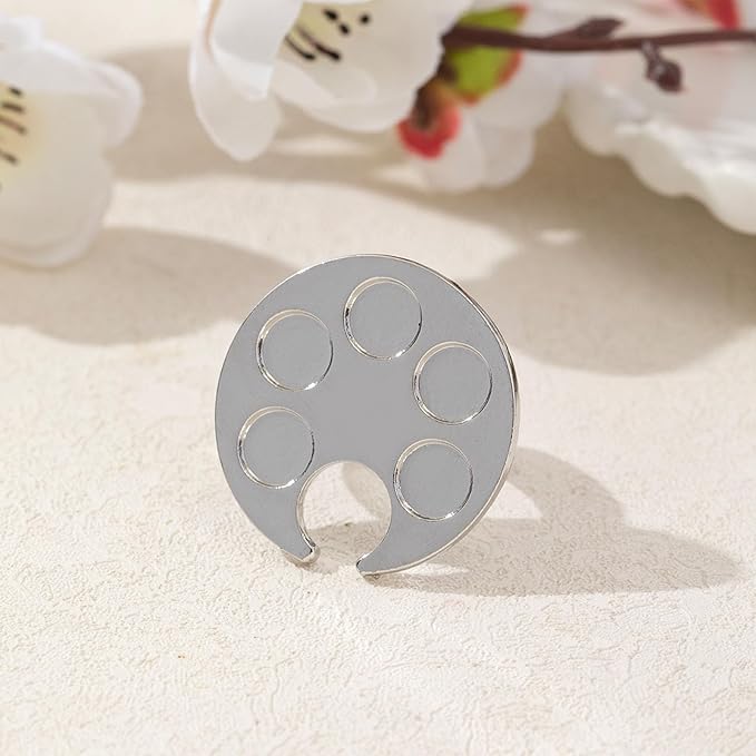 4 Pack Mini Nail Paint Art Palette Finger Rings Metal Manicure Palette Tools Makeup Palettes, Nail Art Palette Nail Polish Palette
