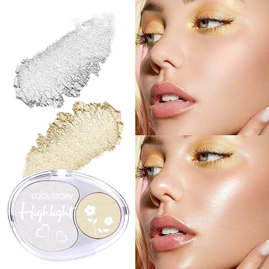 Face High Lighters Makeup Glitter Illuminator Pressed Powder Luminizers Eyeshadow Palette Powder for Face Body Cheek Skin 1#