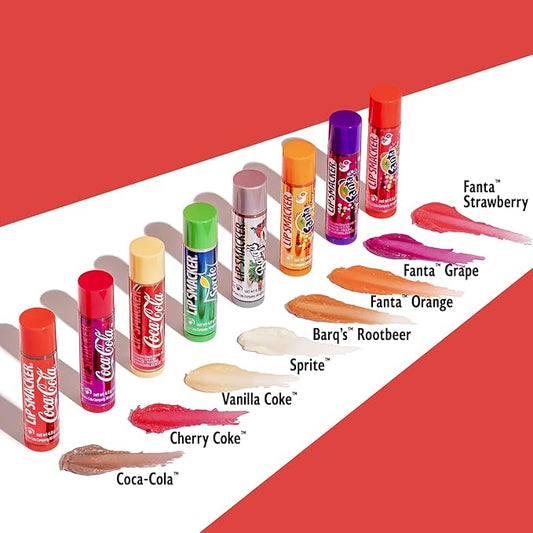 Lip Smacker Coca-Cola Flavored Balm, 8 Count, Flavors Coke, Cherry Vanilla Sprite, Root Beer, Orange Fanta, Grape Strawberry Fanta