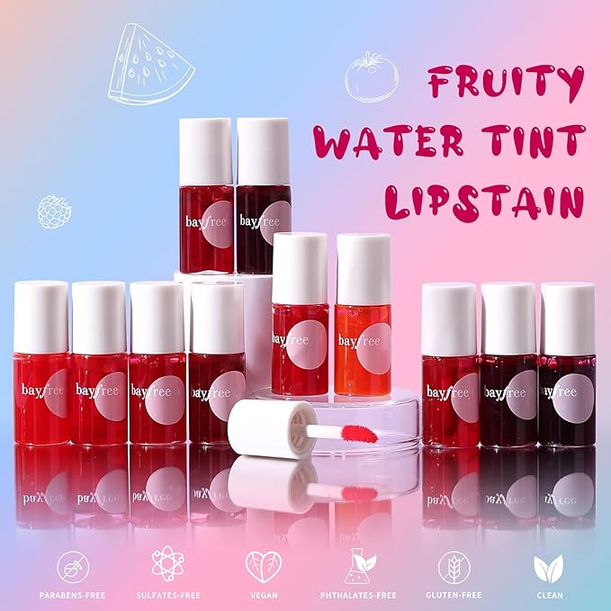 Lip Tint Stain Set, Korean Water Tint Lightweight Non-sticky, Waterproof Long Lasting Liquid Blush & Lip Stain, Transfer-Proof, Matte Finish Lip Color Makeup (fruit platter)