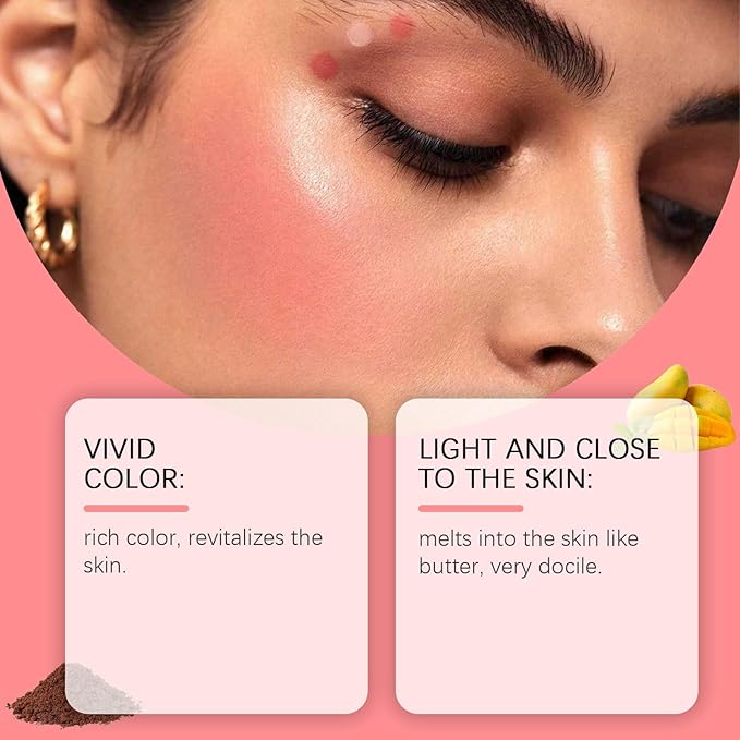 Cream Blush Palette,Butter Powder Blush for Cheeks Makeup,Butter Moisturizing Red Blush, Longwear Face Makeup and Waterproof,Smudge Proof,Natural-Looking Matte Finish