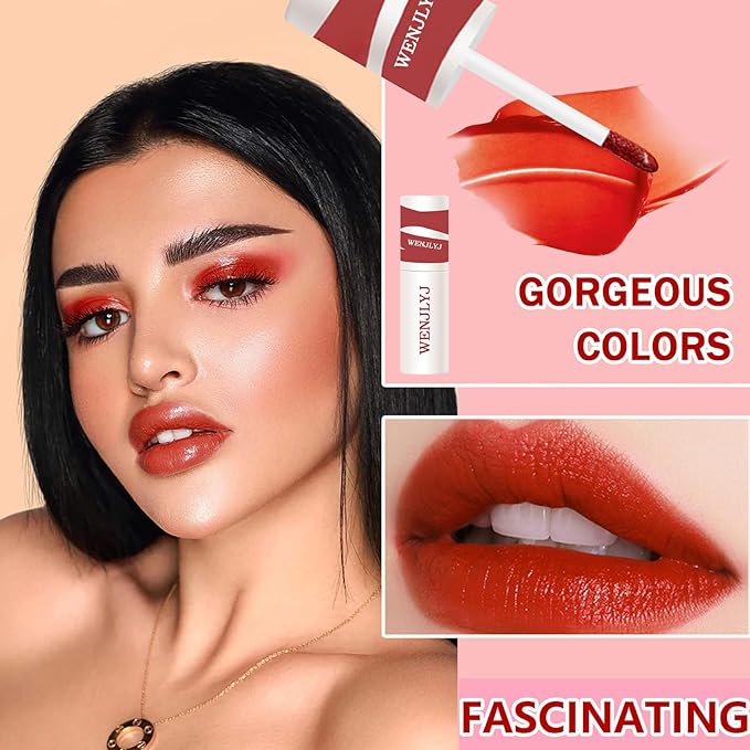 Lip Tint Stain Set,Mini Velvet Lip Tint Watery Lip Stain Long Lasting Waterproof Moisturizing Lip & Cheek Tint,Hydrating,Natural Glossy Liquid Lipstick Lip Gloss Kits for Women (set H)