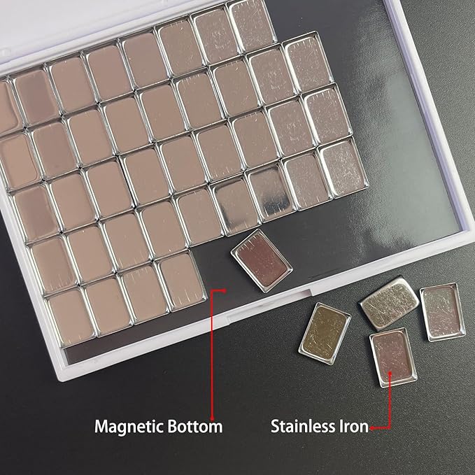 FCLUB 100Pack Empty Eyeshadow Metal Pans Cosmetic Eyeshadow Blush Lipstick Organizer with Magnets