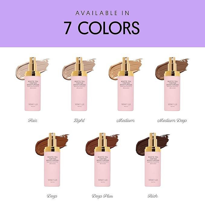 Winky Lux White Tea Tinted Moisturizer SPF 30 Sunscreen, Tinted Moisturizer for Face with SPF, Makeup SPF 30 Face Moisturizer with Vitamin E, Deep Plus