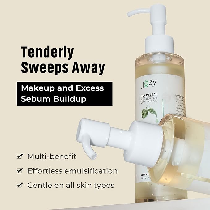 Jozy Pore Cleansing Oil – Lightweight Makeup & Blackhead Remover | Fragrance-Free, Hydrating | Gentle Botanical Cleanser for Sensitive Skin | Asian skincare | C-Beauty’s Answer to Glass Skin (200 ml)