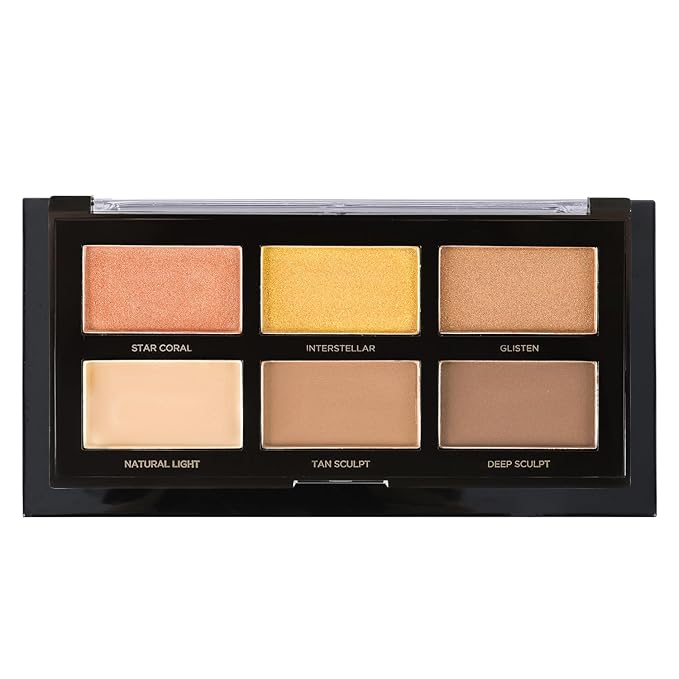 Profusion Cosmetics Rich Ingredients Long Lasting and Bendability Lightweight Mini Artistry Highlight & Contour II Palette - Medium Dark