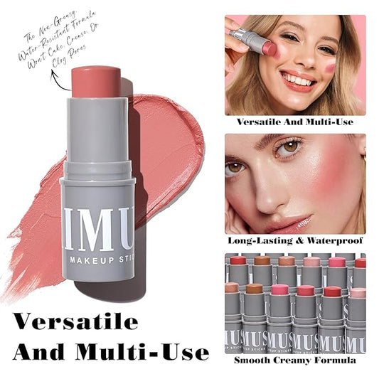 KIMUSE Highlighter Makeup Stick Duo, Cream Blush & Highlighter Trimming Stick, Creamy High Pigmented, Long Lasting, Vegan Face Make Up Sticks