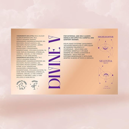 Powder Highlighter Makeup – Divine V – Radiant Glow for All Skin Tones, Easy-to-Apply, 0.53 oz