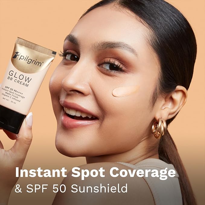 Beige Glow 3-In-1 Natural Bb Cream Medium Coverage For All Skin Types Spf 50 Pa++++ With Niacinamide, Hyaluronic Acid & Vit C - 1.01 Fl Oz (30ml), Pack Of 1