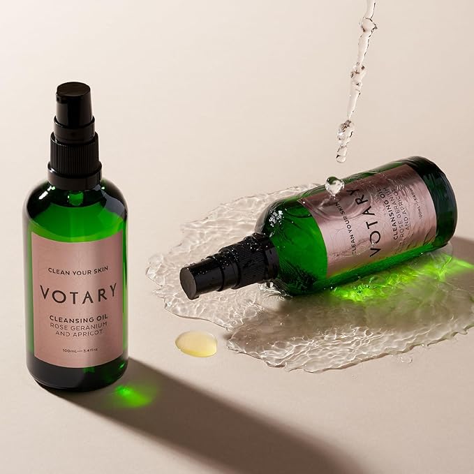 Cleansing Oil Rose Geranium & Apricot | Facial Cleanser Gentle Makeup Remover Cleanses without Clogging Pores With Deep Nourishing Apricot & Jojoba 3.4 Fl Oz