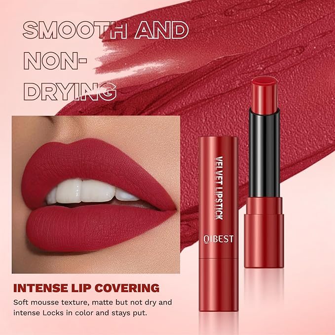 5Pcs Velvet Matte Nude Lipstick Set - Long-lasting Color, Silky Matte Finish, Soft Mousse Texture, Enhances Color and Plumps Lips, Lightweight and Non-Sticky (Set A, 5 Count (Pack of 1))