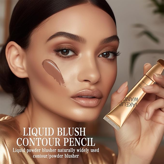 Contour Wand and Blush Wand, 2 in 1 Contouring Wands, Waterproof and Sweat Proof Makeup Stick for Women, Beauty Sticks for Cheeks, 2 in 1 Blushs with Applicator (Contour Wand, 0.66 Fl Oz)