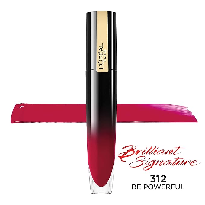 L'Oreal Paris Brilliant Signature Shiny Lip Stain Lipstick, Be Powerful 0.21 Fl Oz.