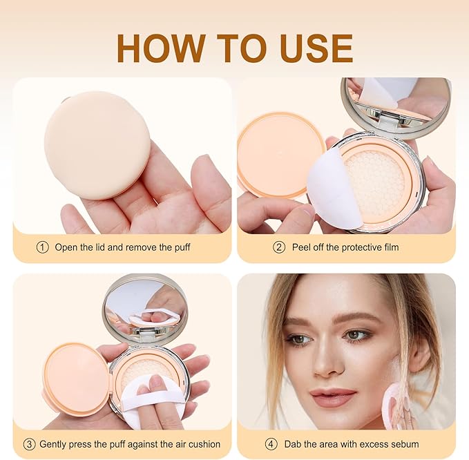 Face Oil Blotting Cushion Instead Of Oil Blotting Paper Sheets for Oily Skin, Oil Absorbing Liquid Cushion, Moisturizing & Smoothing Pores With Natural Tea Tree, Instant Oil control for Make Up