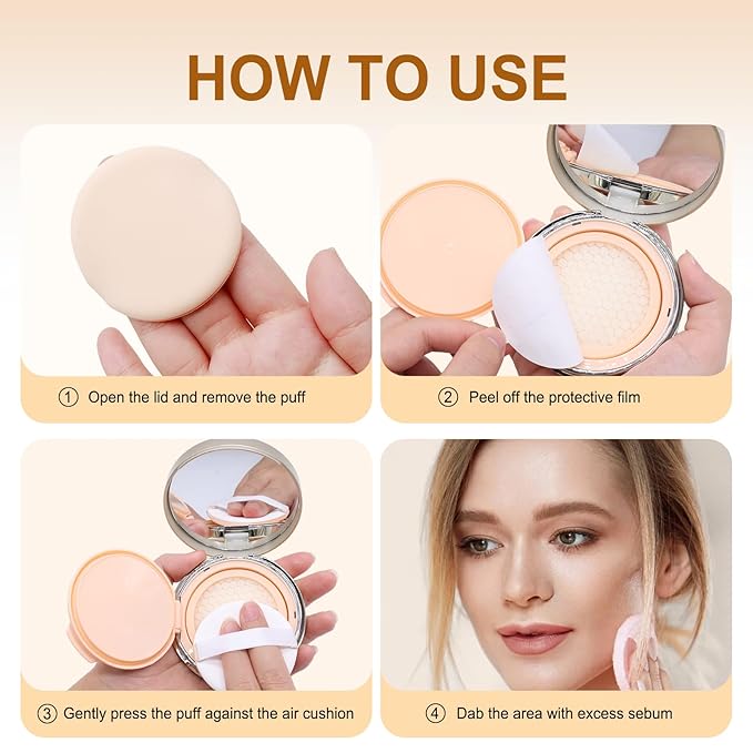 Freckles Stamp Air Cushion (Light Brown) and Face Oil Blotting Powder Cushion, Waterproof Long Natural Freckle, High Moisturizing Matte Makeup For Oily Skin