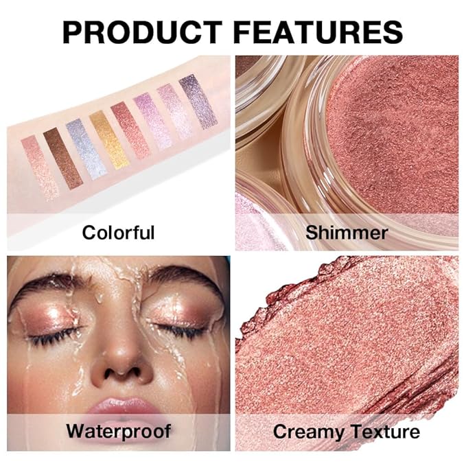 Shimmer eyeshadow,Glitter eyeshadow,Easy - Apply Powder for Eye & Face Highlighting, with Mermaid Shimmer(04#Brownish Red, 1 Count (Pack of 1))