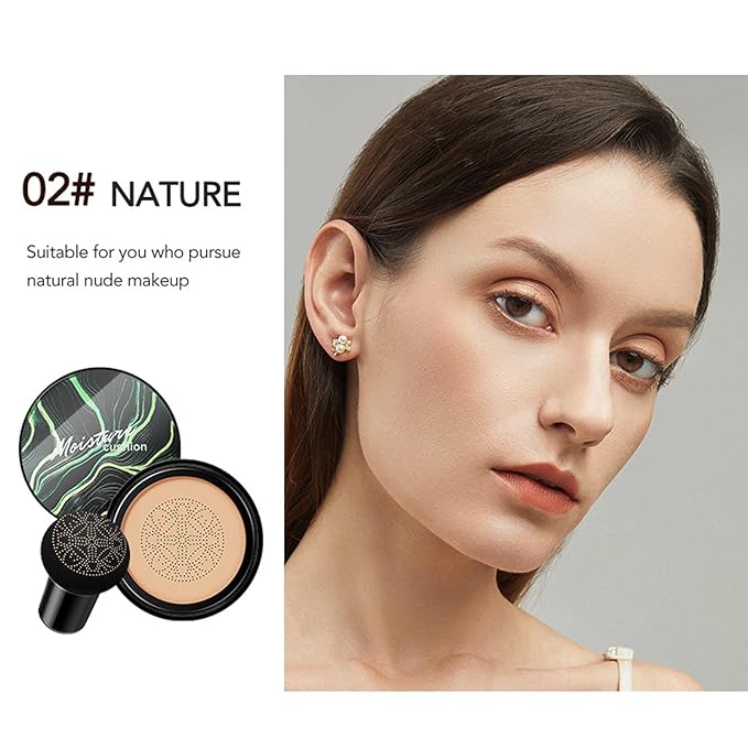 Air Cushion CC Cream Foundation, Mushroom Head Face Makeup Moisturizing Concealer, Waterproof Oil Control Long-Lasting, 3.53 Oz CC Cream Foundation for All Skin Types (Ivory, 3.52 oz)
