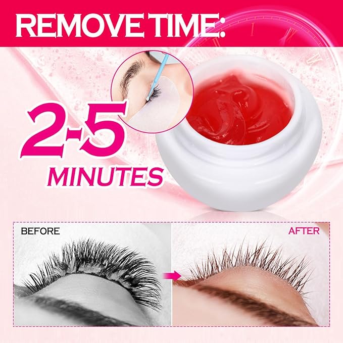 ARISON LASHES Lash Remover For Eyelash Extension Cream Remover Low Irritation Cream Remover for Sensitive Skin Fast Dissolution Professional Eyelash Extensions Salon Use(Rose)