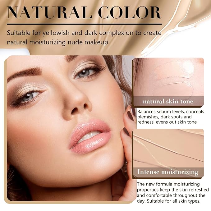 Mushroom Head Air Cushion CC Cream, BB Cream Face Makeup Moisturizing Concealer Long Lasting Full Coverage Waterproof Foundation Makeup Base Primer for All Skin Types (Ivory, 1PCS)
