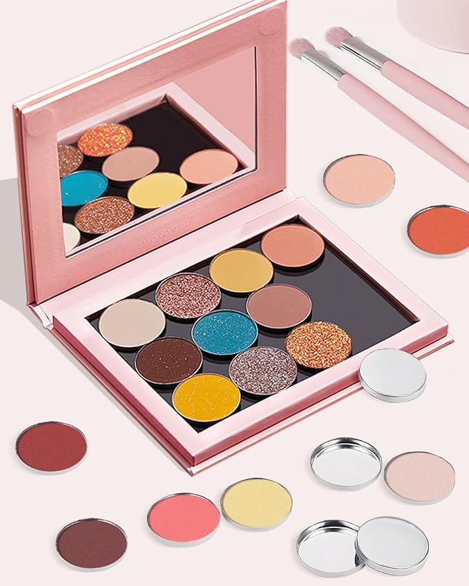 EORTA 100 Pcs Empty Round Metal Tins Palette Pans Silver Mini Aluminum Plate for Paint Eyeshadow Palette Makeup, Diameter 2.5cm