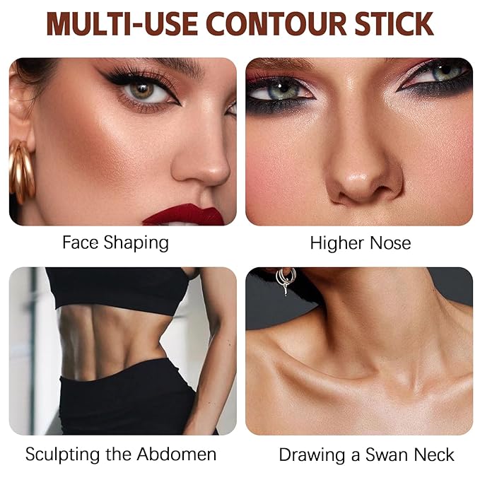 Dual-Ended Contour Stick, Matte Face Shaping & Highlighter Stick, Waterproof Bronzer Pen, Non-greasy, Create a Lightweight Finishing Makeup